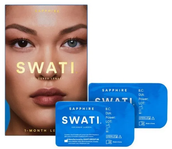 SWATI - Fargede kontaktlinser 1 måned Sapphire